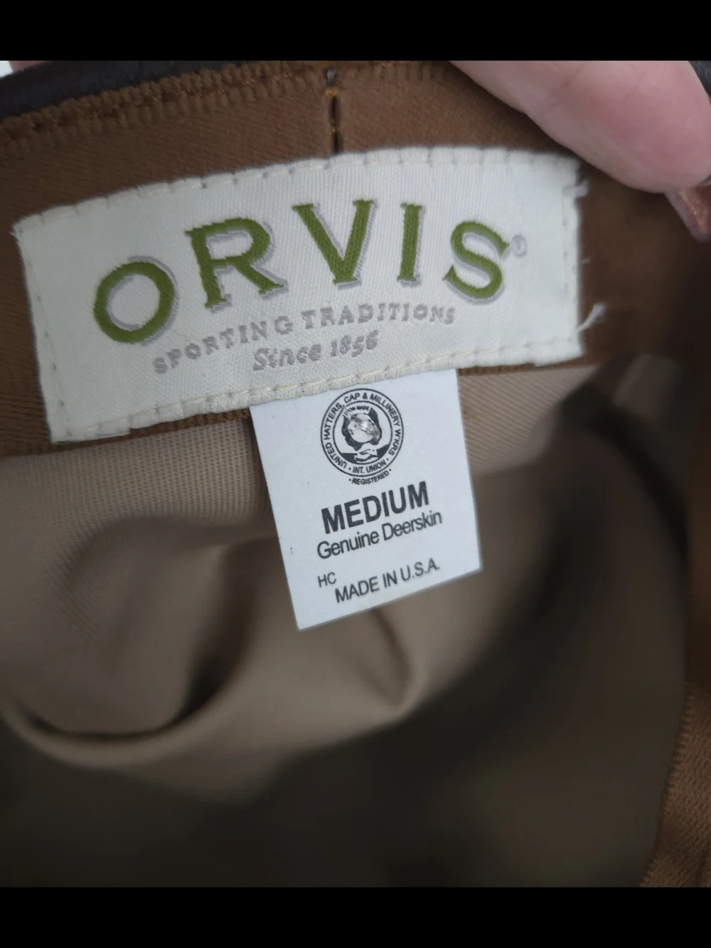 Orvis Deerskin Dark Brown Leather Newsboy Flat Driving Cap Vintage Made In USA M